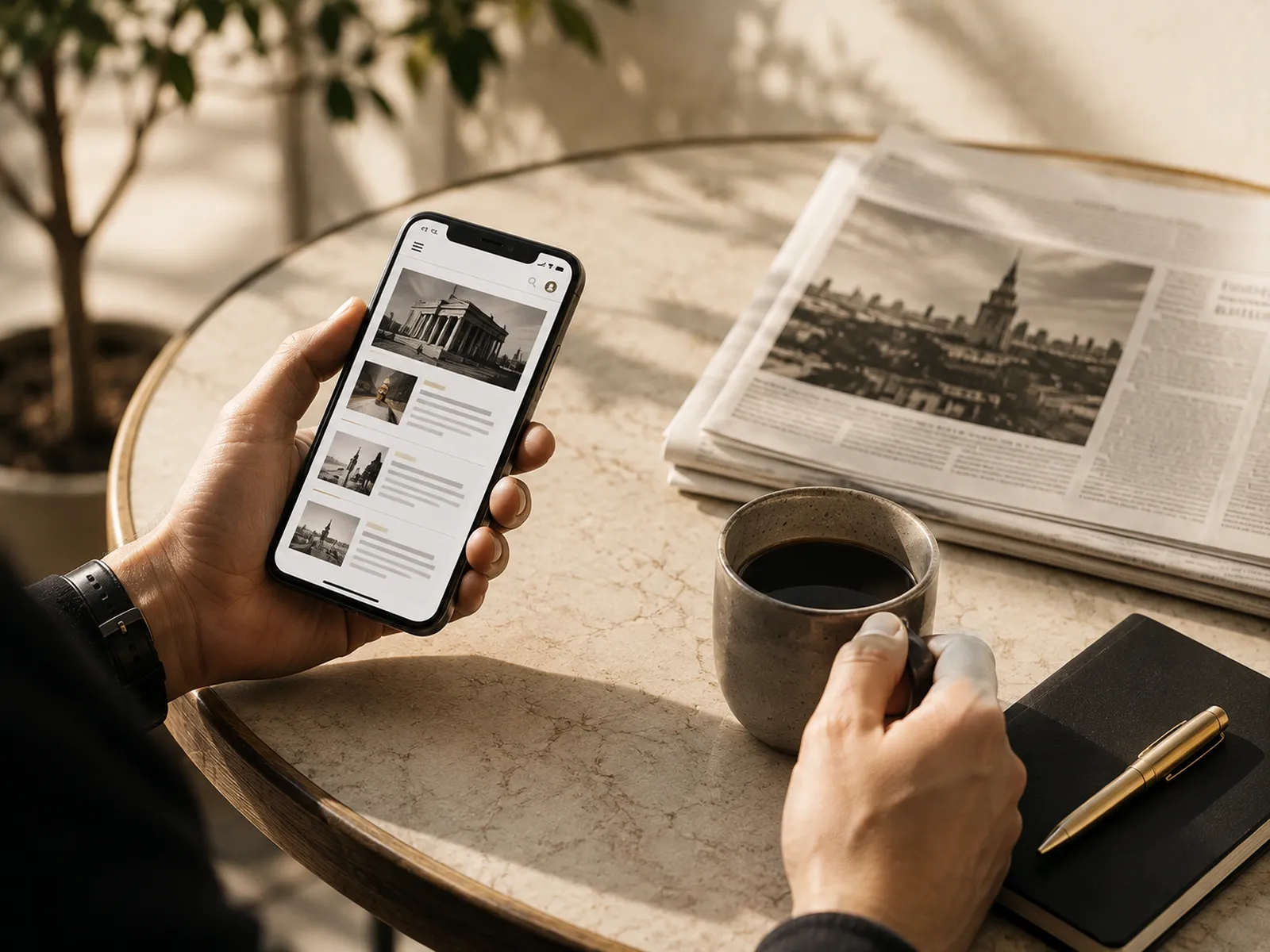 Editorial desk and documentary materials