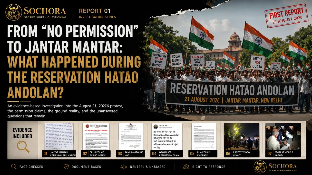 SOCHORA Report 01 — From No Permission to Jantar Mantar: What Happened During the Reservation Hatao Andolan?